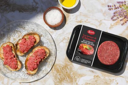 Tartare di Chianina confezionatia in skin, Spiedì